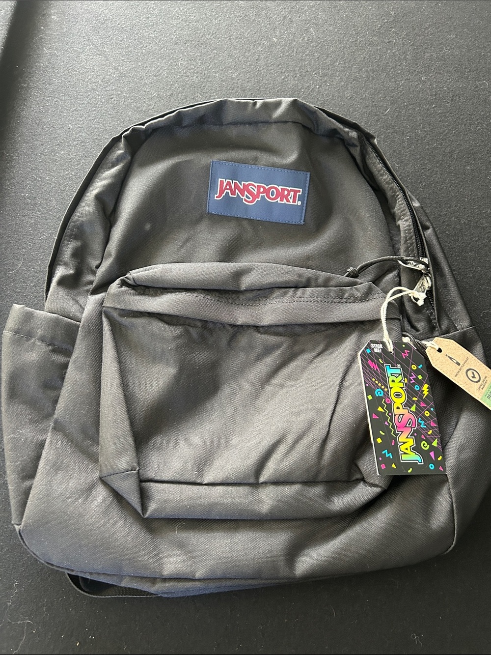 NWT Jansport Black Backpack with Logo Patch